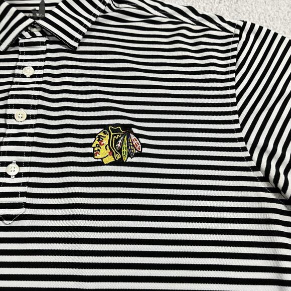 Johnnie O Polo Shirt Mens L Stripe Chicago Blackhawks Performance Stretch Golf - Picture 6 of 11